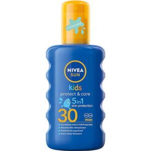 Nivea Sun Kids Protect & Care με Χρώμα Αδιάβροχο Παιδικό Αντηλιακό Spray για Πρόσωπο & Σώμα SPF30 200ml